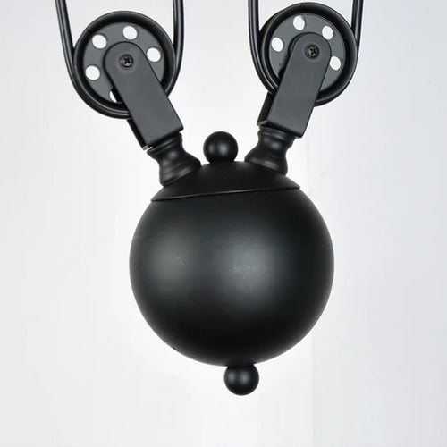 suspension industrielle vintage à 3 têtes avec poulie en fer - vue 5 sur 8