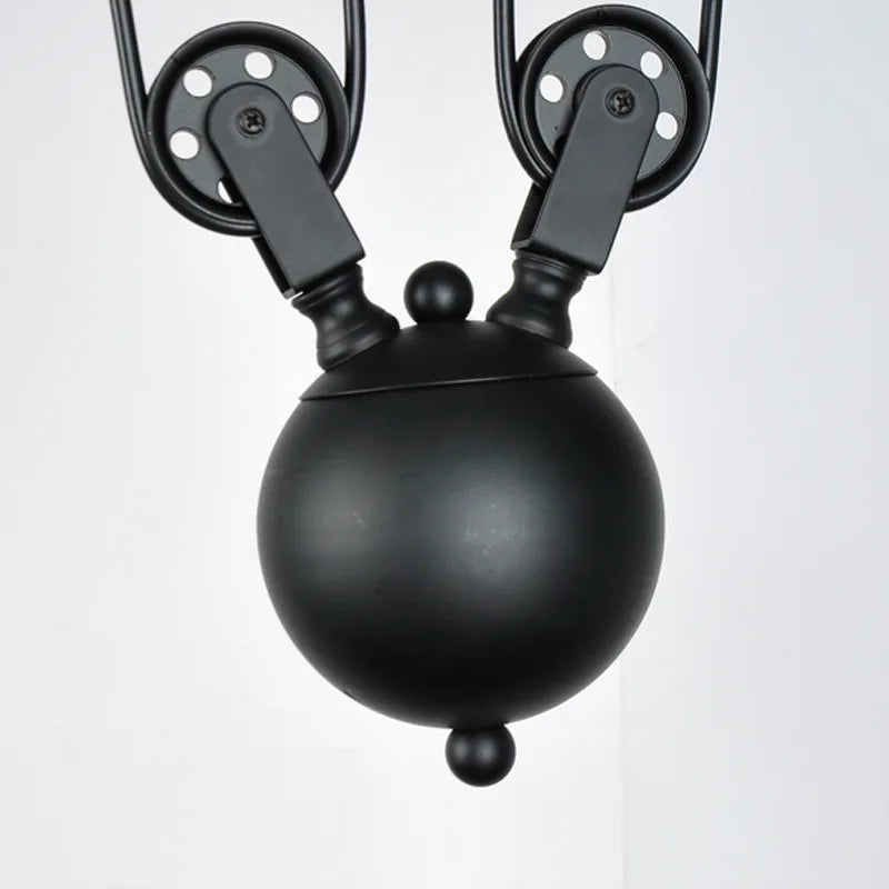 suspension industrielle vintage à 3 têtes avec poulie en fer - vue 4 sur 8