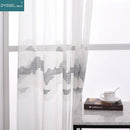 Voilage tulle brodé motifs géométriques style européen salon