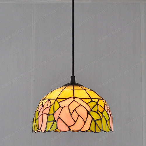 lustre en vitrail style tiffany pour éclairage décoratif antique - vue 12 sur 19
