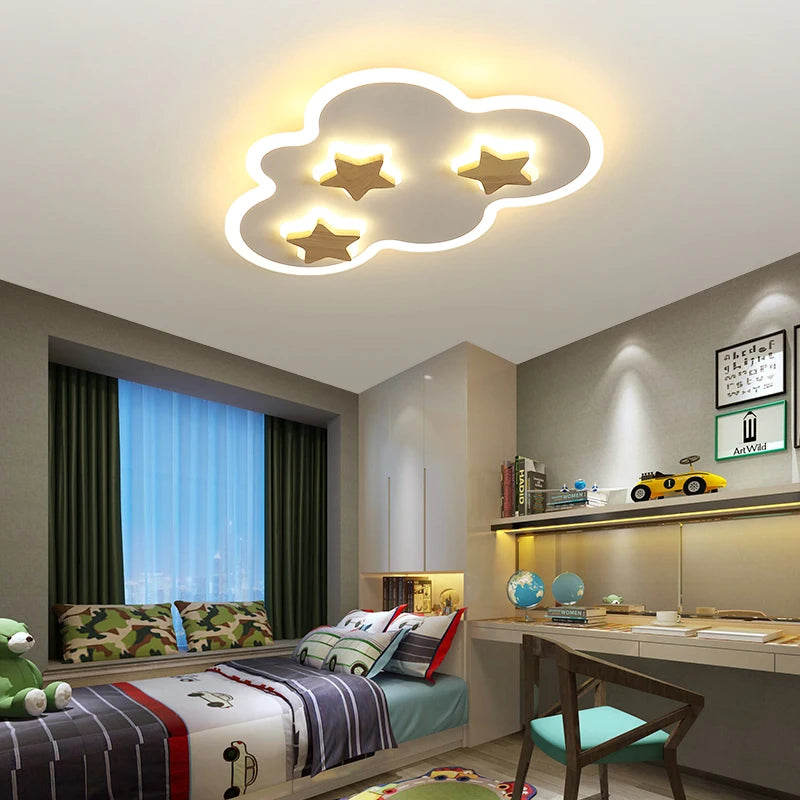plafonnier led créatif nuages et étoiles pour enfants - vue 3 sur 9