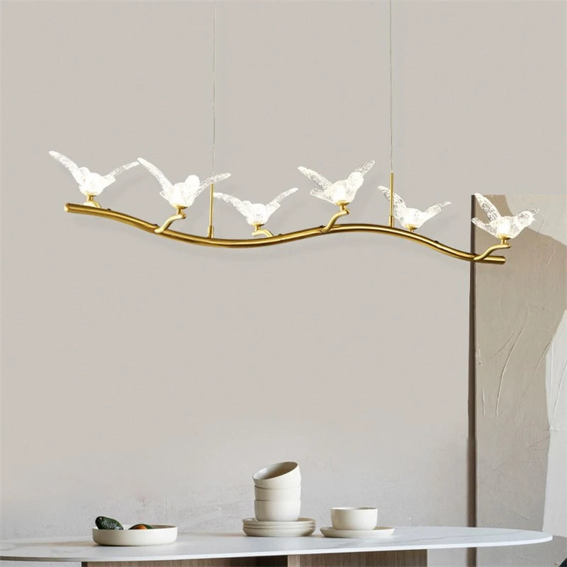 lustre moderne de luxe en cristal avec lampe d'oiseau led - vue 6 sur 9