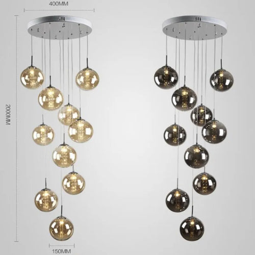 suspension en verre design pour escalier moderne à LED - vue 2 sur 17