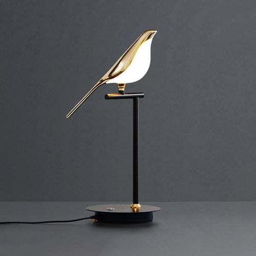 design lampe de table LED placage postmoderne or oiseau alliage acrylique lampe de bureau pour chambre étude salle salon lampadaire - vue 3 sur 10
