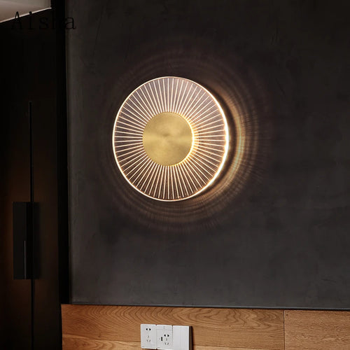 applique murale led ronde en cuivre design créatif pour intérieur moderne - vue 3 sur 7