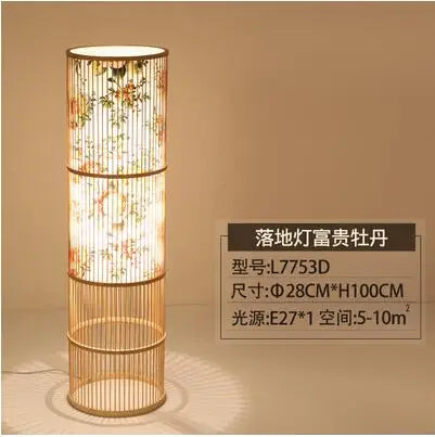 lampadaire japonais moderne en bois de bambou fait main - vue 9 sur 18