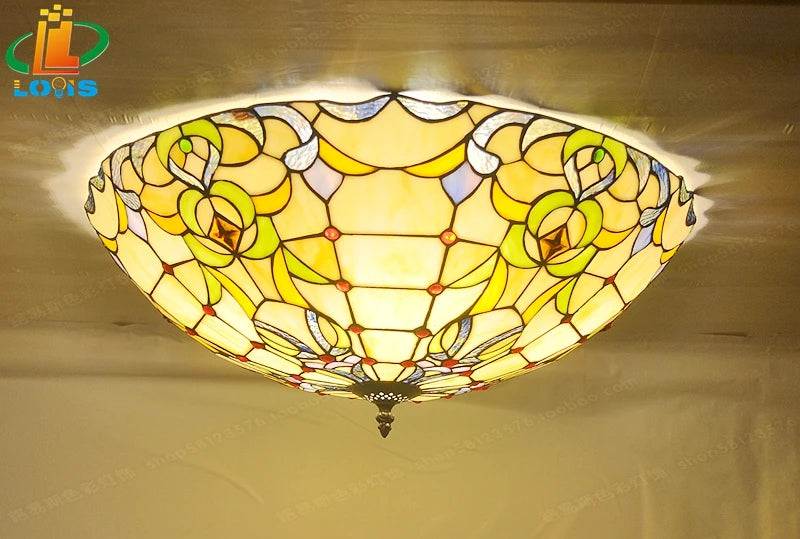 plafonnier vitrail style tiffany créatif pour intérieur élégant - vue 6 sur 6