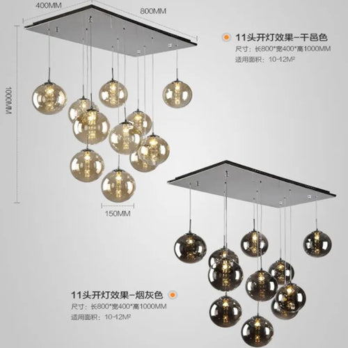 suspension en verre design pour escalier moderne à LED - vue 3 sur 17