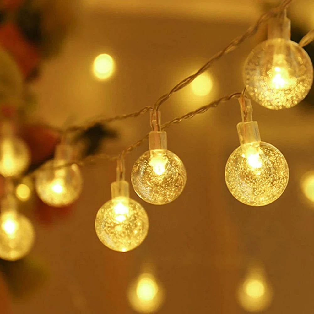 guirlande lumineuse à boules de cristal led pour décorations festives - vue 1 sur 9