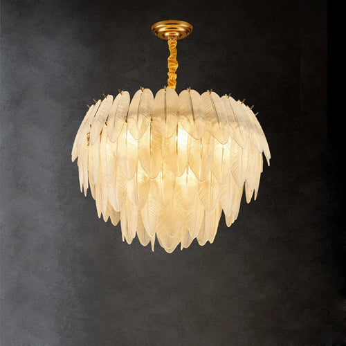 LED moderne verre blanc plume d'oie or argent Lustre éclairage Lustre lampes suspendues Suspension Luminaire Lampen pour Foyer - vue 2 sur 15