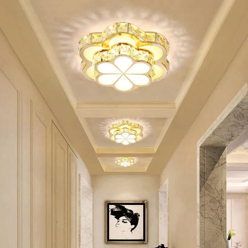 plafonnier led intelligent avec motif de fleur en cristal moderne - vue 2 sur 12