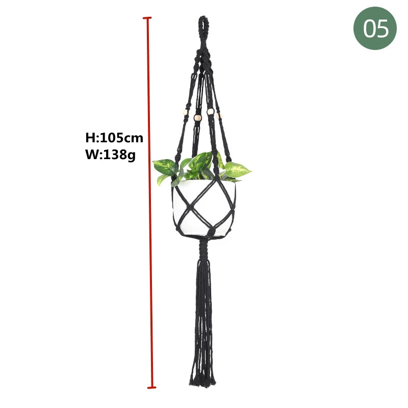 paniers suspendus en macramé pour plantes et décoration - vue 15 sur 30