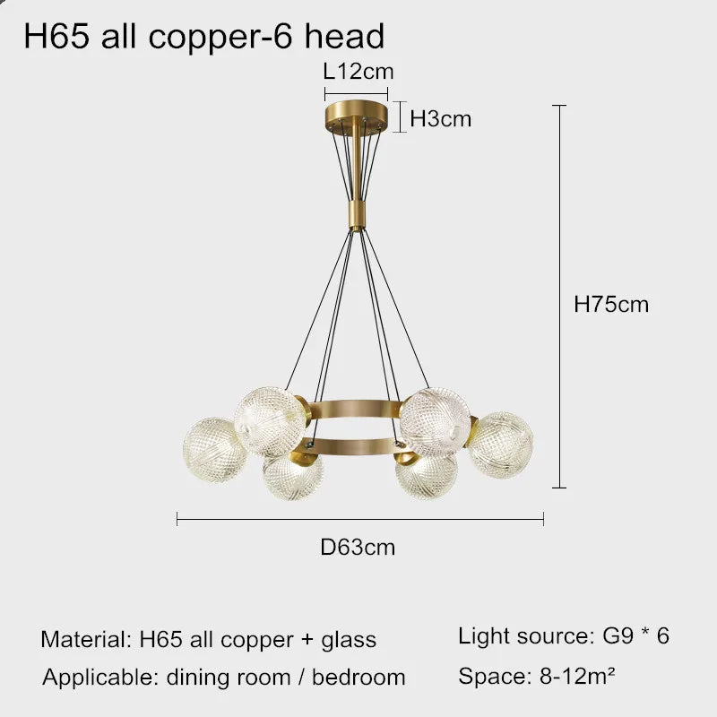 lustre en cuivre postmoderne design nordique pour éclairage élégant - vue 9 sur 10