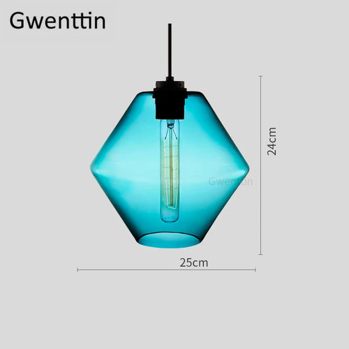 suspension moderne en verre teinté pour décoration intérieure - vue 12 sur 30