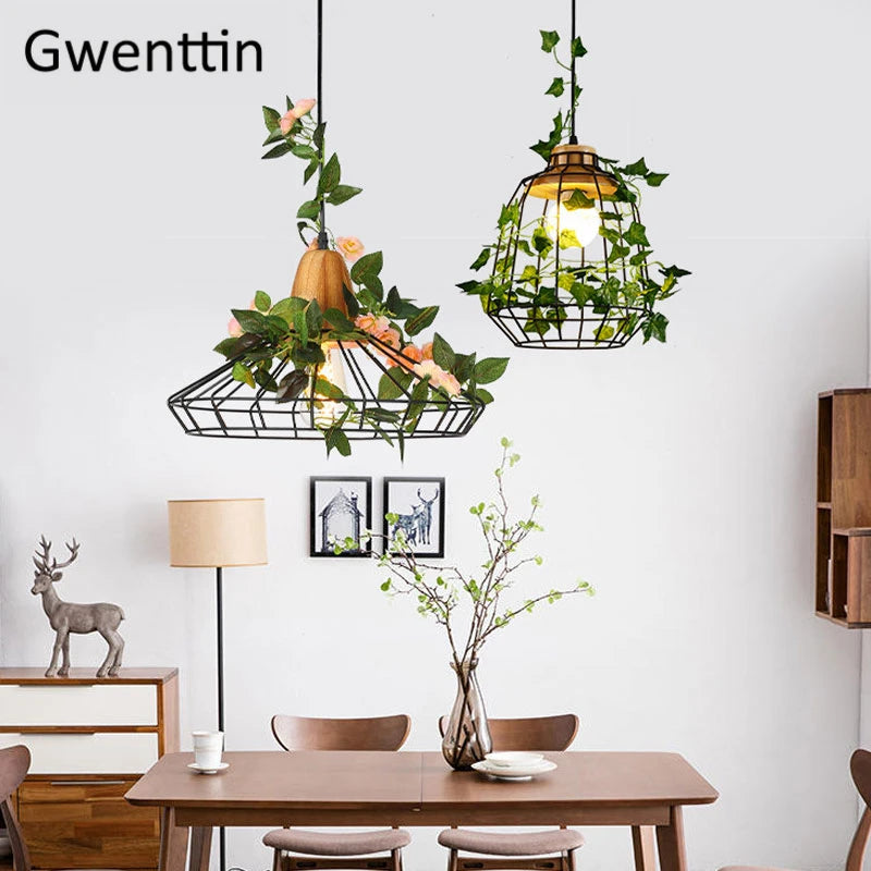 suspension moderne en bois avec éclairage led pour plantes - vue 5 sur 12