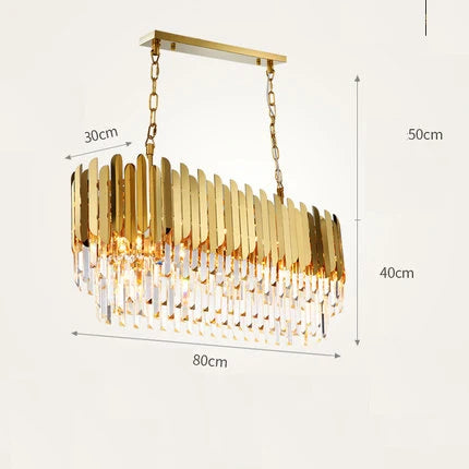 lustre en cristal design art déco en acier inoxydable avec éclairage led - vue 10 sur 19