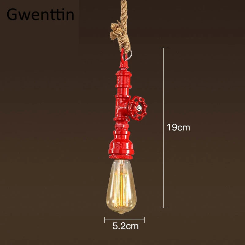 suspension vintage style steampunk en tuyau industriel et corde de chanvre