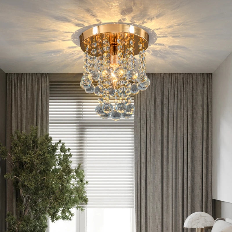 suspension en cristal doré et argenté décoratif - vue 3 sur 8