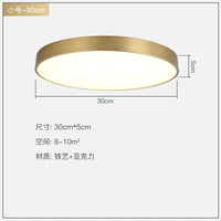 plafonnier led acrylique doré moderne ultrafin