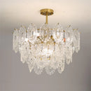 lustre rond en cristal doré design moderne à led