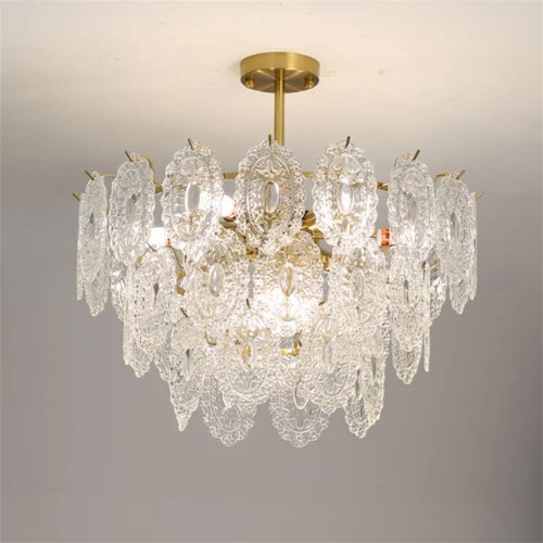 lustre rond en cristal doré design moderne à led - vue 2 sur 13