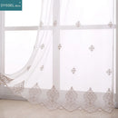 Voilage tulle brodé fleurs bord festonné style européen