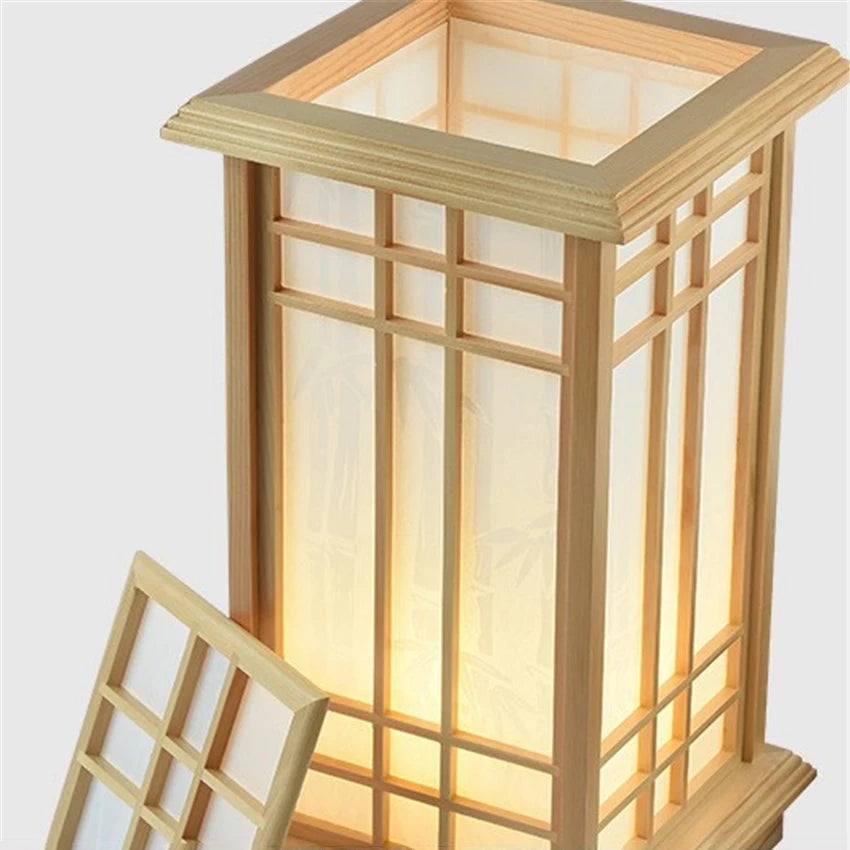 lampadaire tatami japonais moderne en bois massif led - vue 4 sur 7