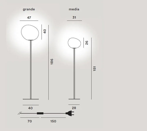 lampadaire moderne en verre design foscarini lampe à led décorative - vue 7 sur 10