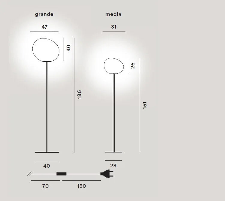 lampadaire moderne en verre design foscarini lampe à led décorative - vue 6 sur 10
