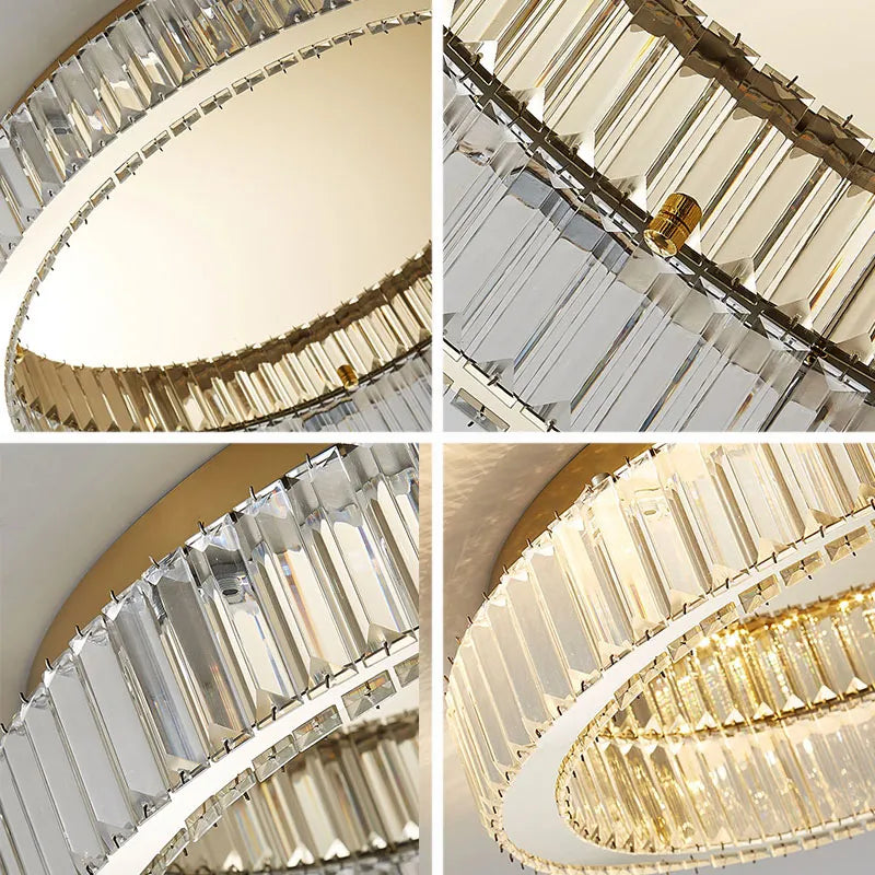 Plafonnier rond led cristal moderne simple - vue 4 sur 12