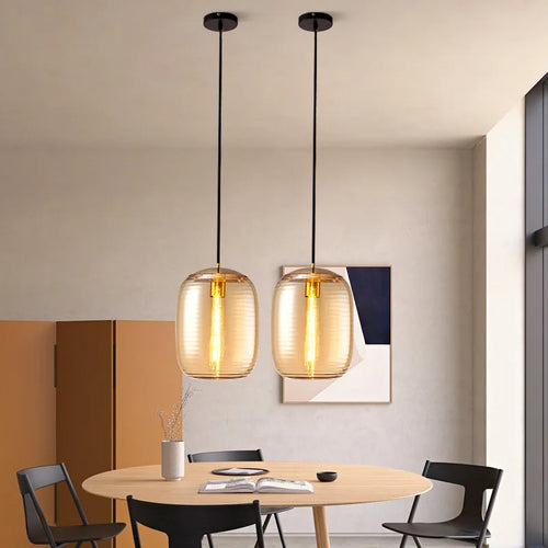 lustre en verre moderne led minimaliste luminaire suspendu art - vue 4 sur 7