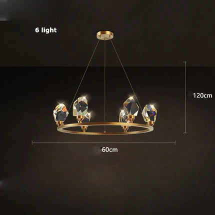 lustre en cristal et cuivre style art déco design moderne - vue 15 sur 22
