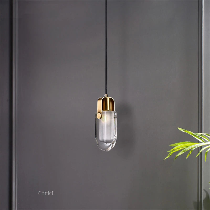 suspension moderne en cristal avec éclairage led décoratif - vue 3 sur 7