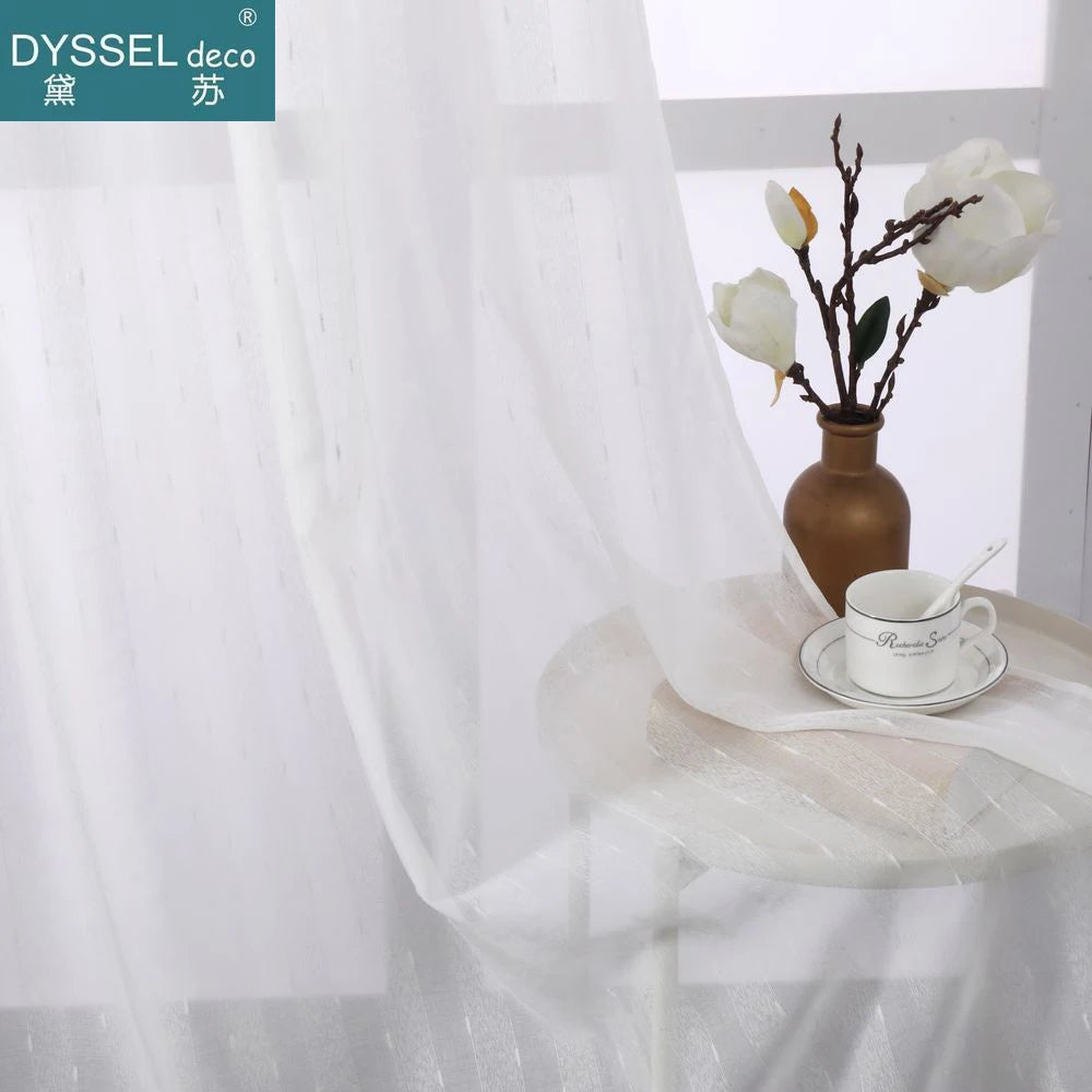 Voilage rayé style européen pour salon chambre cuisine - vue 2 sur 8