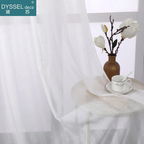 Voilage rayé style européen pour salon chambre cuisine - vue 3 sur 8