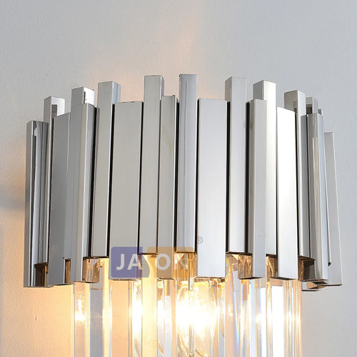 applique murale en cristal transparent chromé doré design élégant - vue 10 sur 12