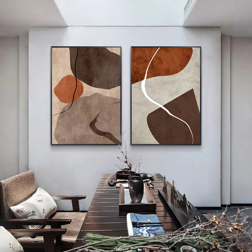 Tableau  peinture murale abstraite moderne en blocs géométriques minimalistes - vue 3 sur 9