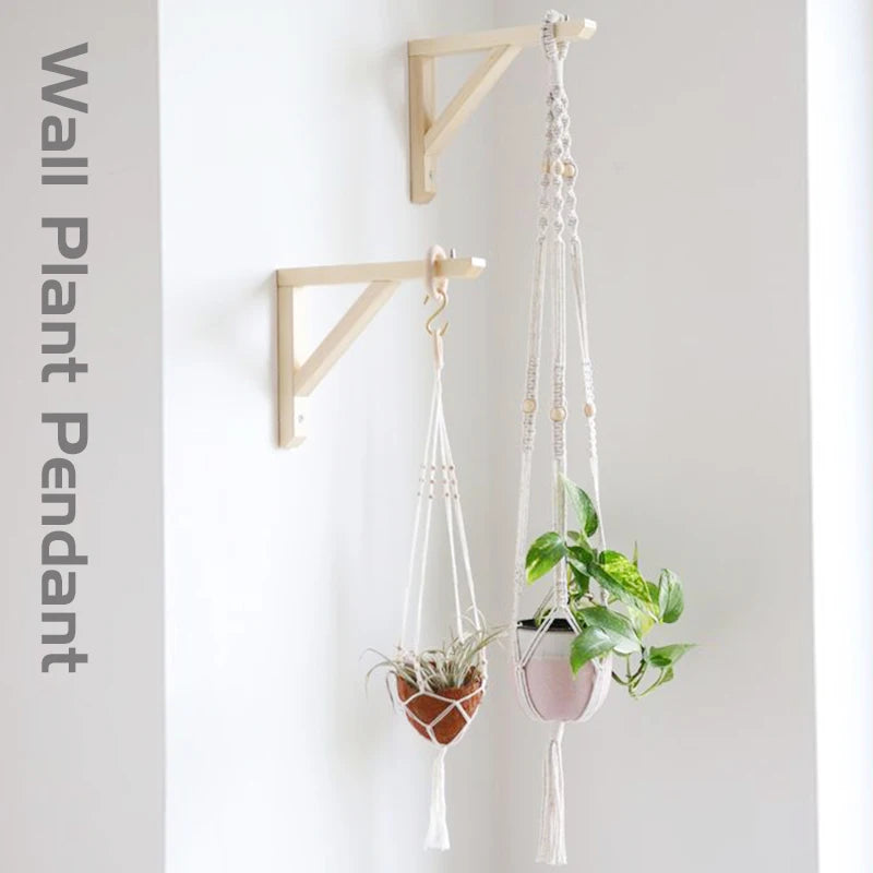 panier suspendu en macramé pour plantes artisanales décoration intérieure - vue 5 sur 18