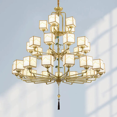 lustre chinois classique doré design pour intérieur élégant - vue 2 sur 12