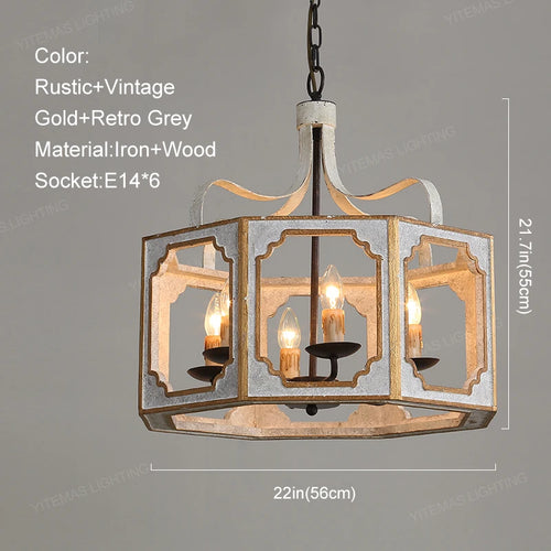 Loft lustres en bois Vintage or Suspension éclairage gris suspendu chambre salon lustre suspendu pour lampes de cuisine - vue 14 sur 13