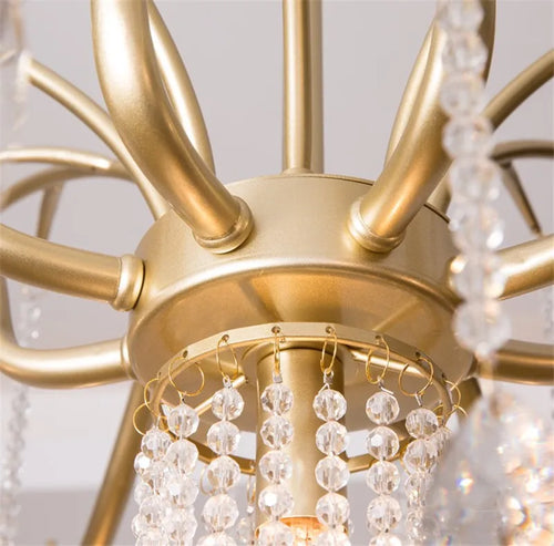 lustre suspendu en cristal et métal doré élégant - vue 5 sur 9