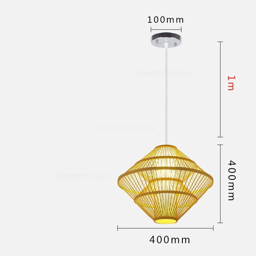 luminaire suspendu en bambou chinois pour restaurant hôtel - vue 25 sur 29