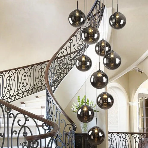suspension en verre design pour escalier moderne à LED - vue 6 sur 17