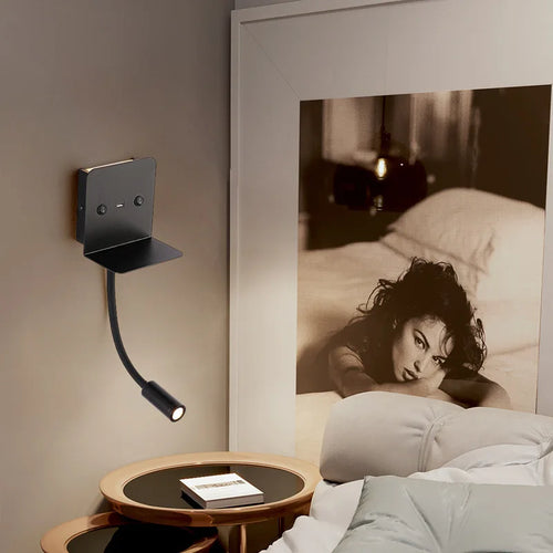 applique murale led moderne avec veilleuse et chargeur usb intégré - vue 3 sur 7