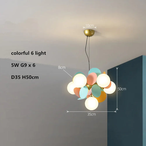 lustre led globe en verre acrylique coloré pour enfants - vue 14 sur 24