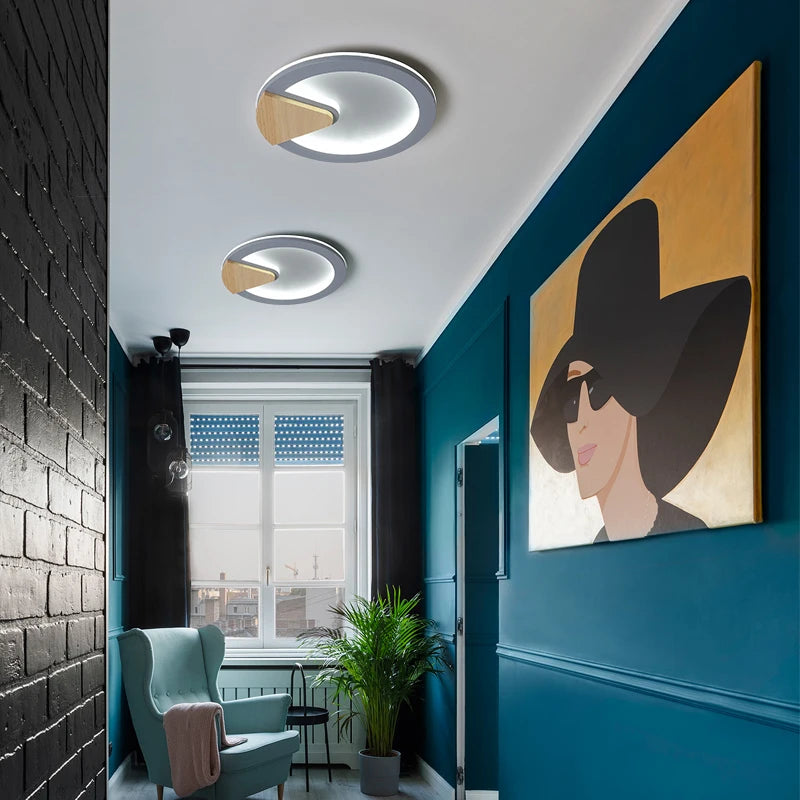 lustre led moderne en fer et bois pour intérieur minimaliste - vue 4 sur 14
