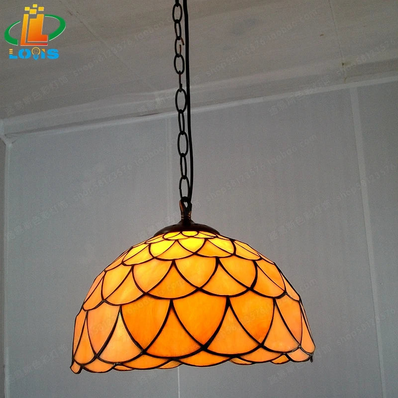 lustre tiffany antique pour restaurant café bar et allée - vue 3 sur 19