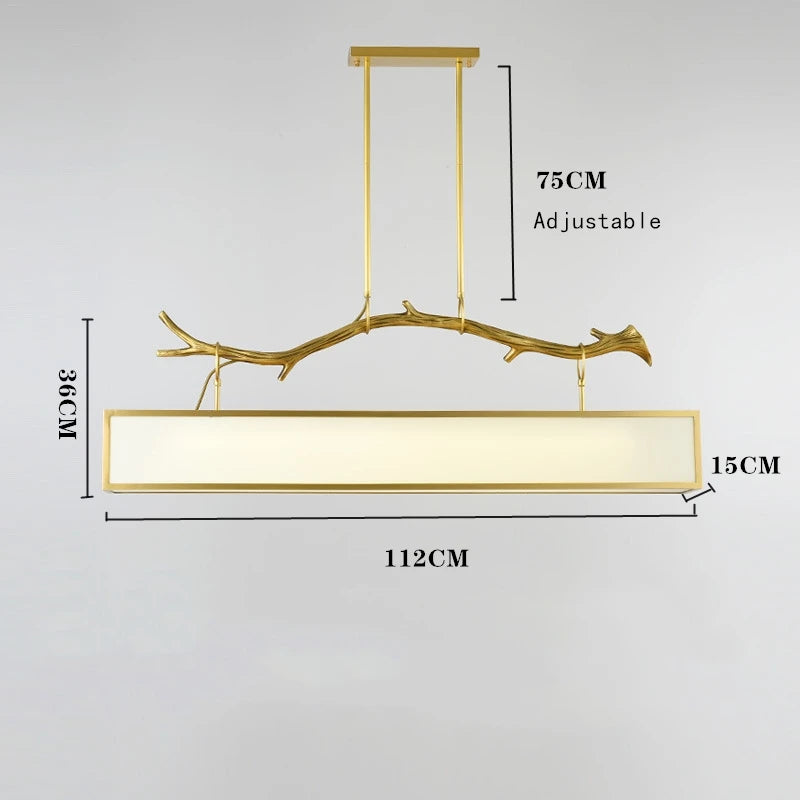 lustre moderne en cuivre design branche d'arbre décoratif intérieur