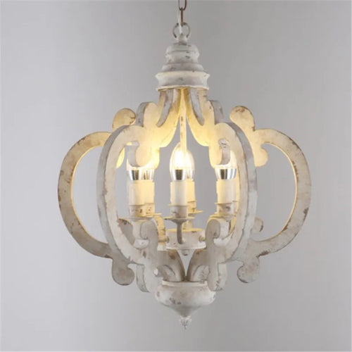 lustre vintage rétro en bois pour café bar et loft - vue 3 sur 6