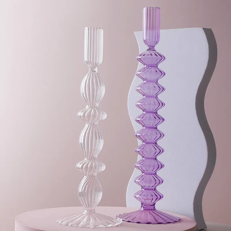 bougeoirs chandeliers décoration de mariage en cristal et verre - vue 4 sur 12